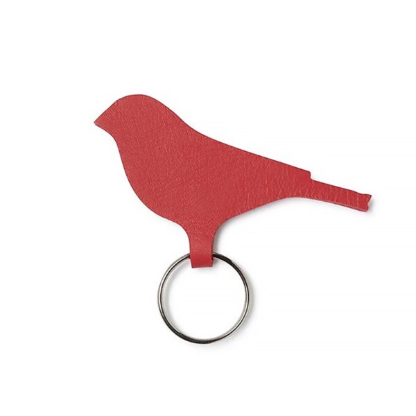 Porte-clés Oiseau Rouge Grenadine en cuir. Fait-main