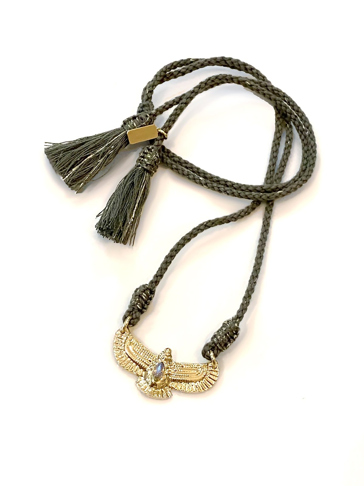 Collier aigle royal cordon vert bocage