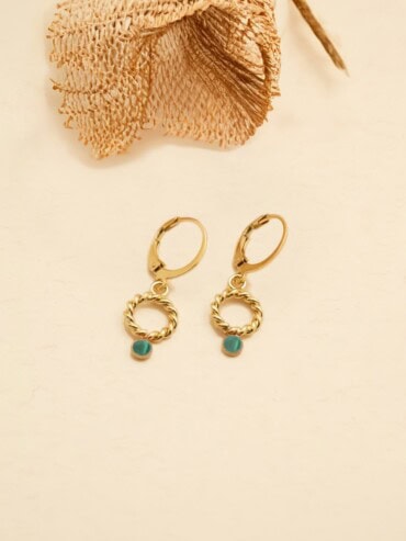 Petites dormeuses torsadées angela malachite