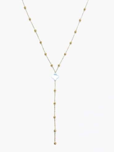 Collier Monica trèfle en nacre et chaîne dorée boucles - zoom