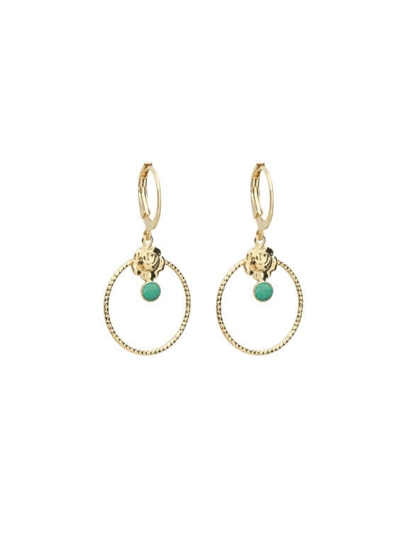 Dormeuses cercles roses belle amazonite