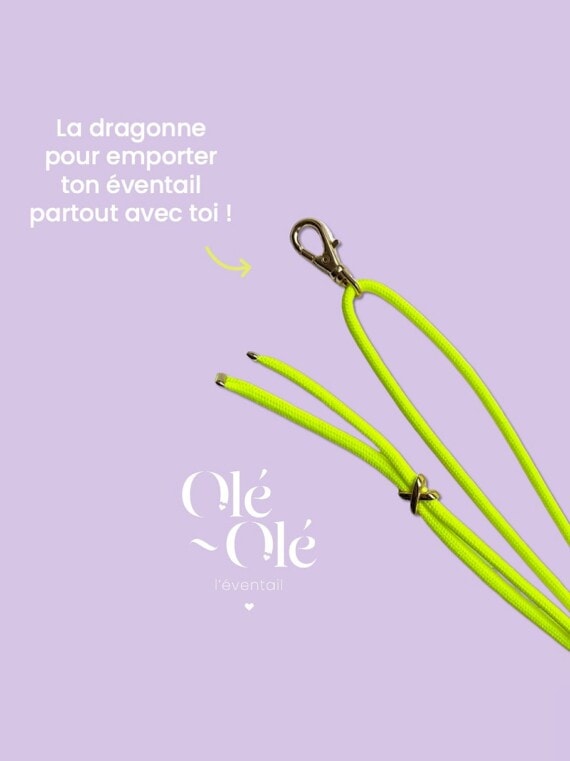 Dragonne pour éventail : coloris jaune.