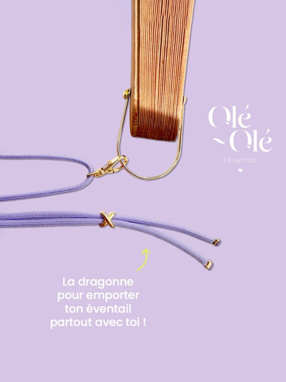 Dragonne pour éventail : coloris mauve.