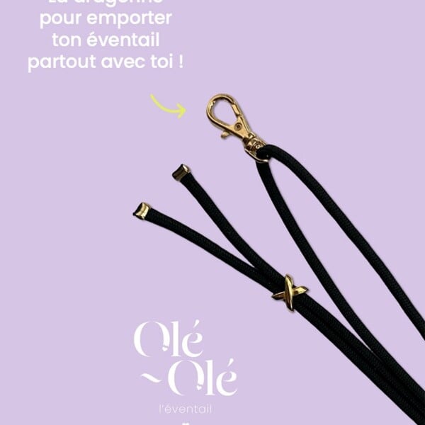 Dragonne pour éventail : coloris noir.