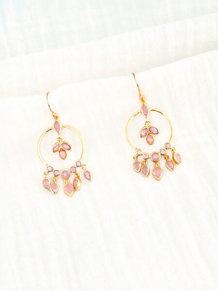 Boucles d'oreilles Anthéa quartz rose