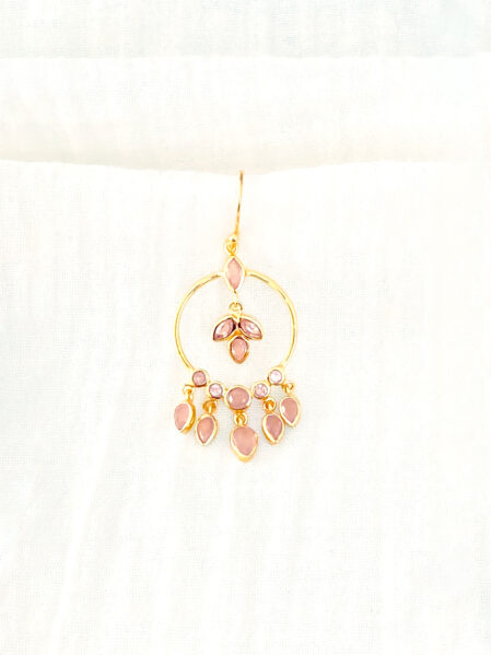 Boucles d'oreilles Anthéa quartz rose - zoom