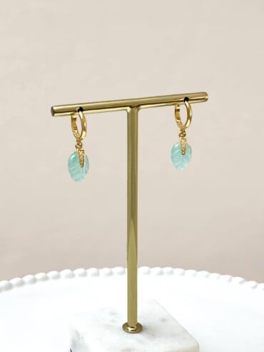 Boucles feuilles Dana Aqua Calcédoine