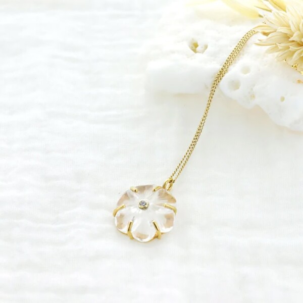 Collier fleur iris cristal