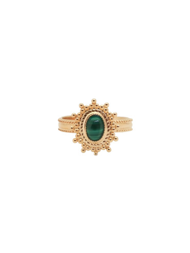 Bague dorée Marquise malachite