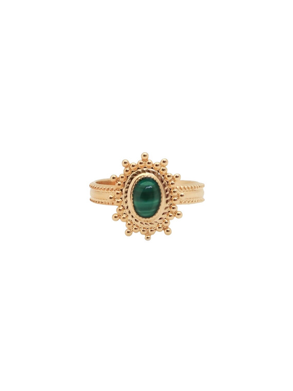 Bague marquise malachite