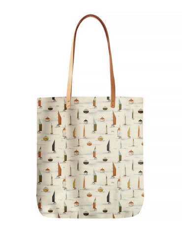 Sac cabas coton et cuir Une journée à la mer