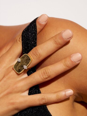 Bague sangha obsidienne doree