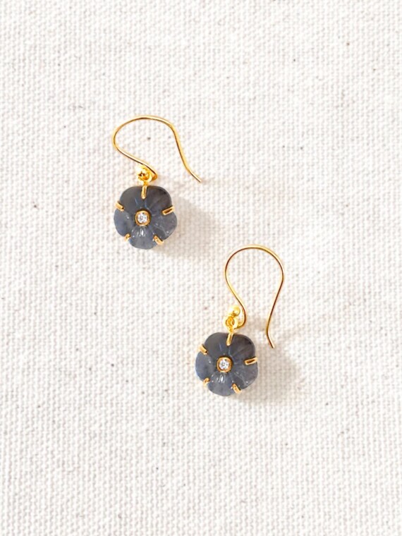 Boucles d'oreilles fleur tiny iris labradorite