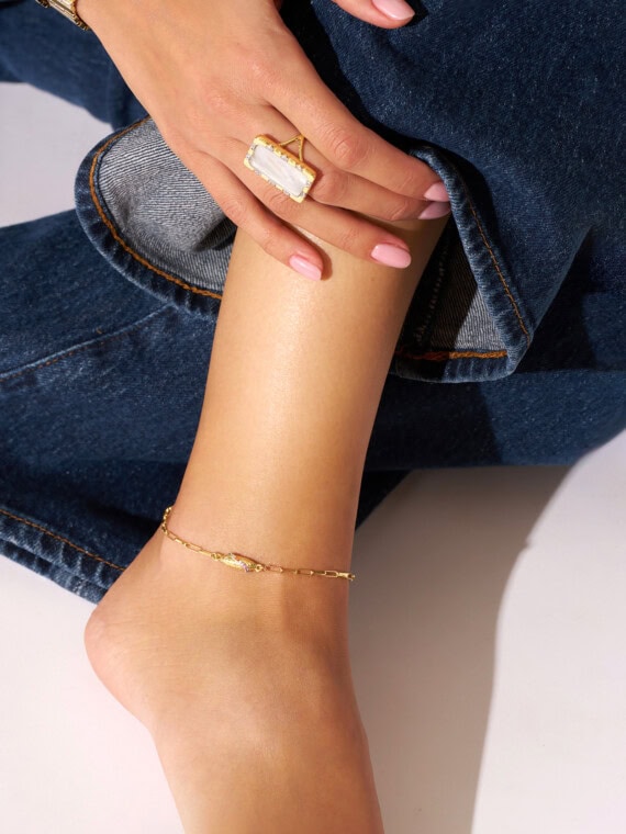 Bracelet de cheville rheya et bague nacre bianca