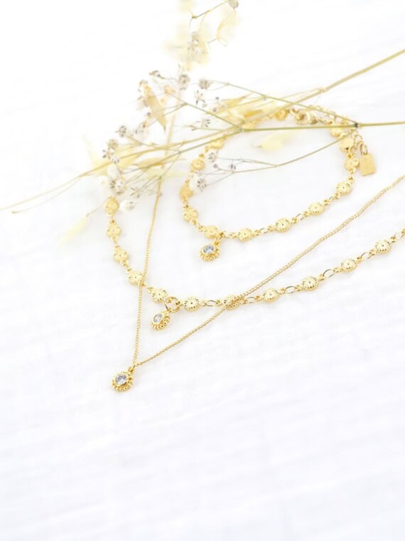 Collier tina zircon chaîne fine