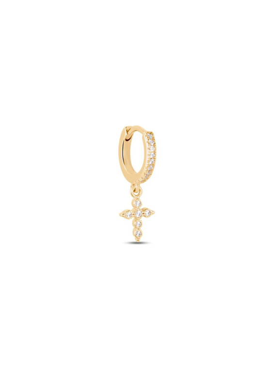 Mini creoles croix unité penny plaque or femme