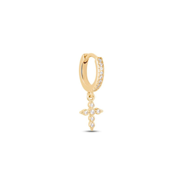Mini creoles croix unité penny plaque or femme