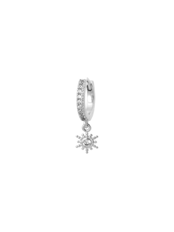 mini creole argent SAntorin soleil strass