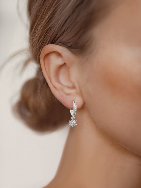 mini creole argent SAntorin soleil femme