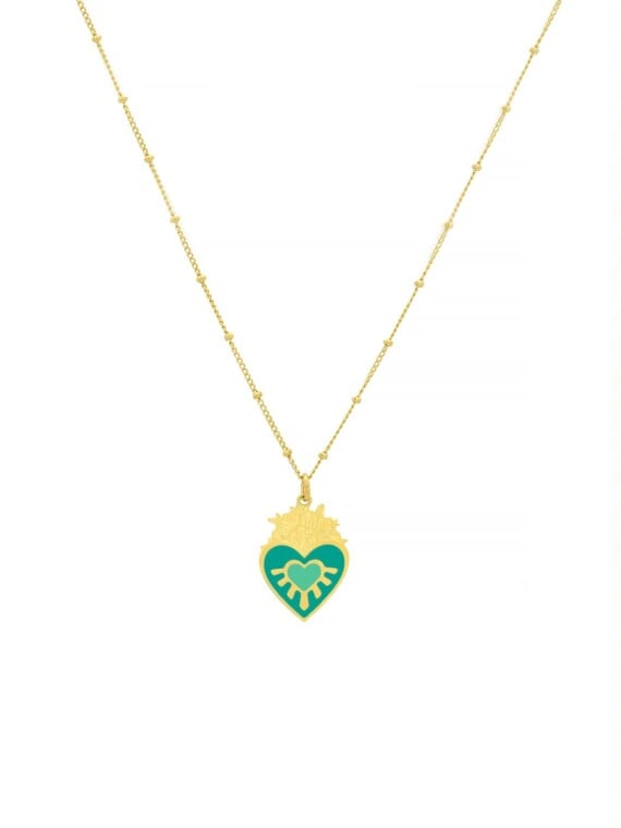 Collier fin frida lagon. Bijou ex voto porte bonheur