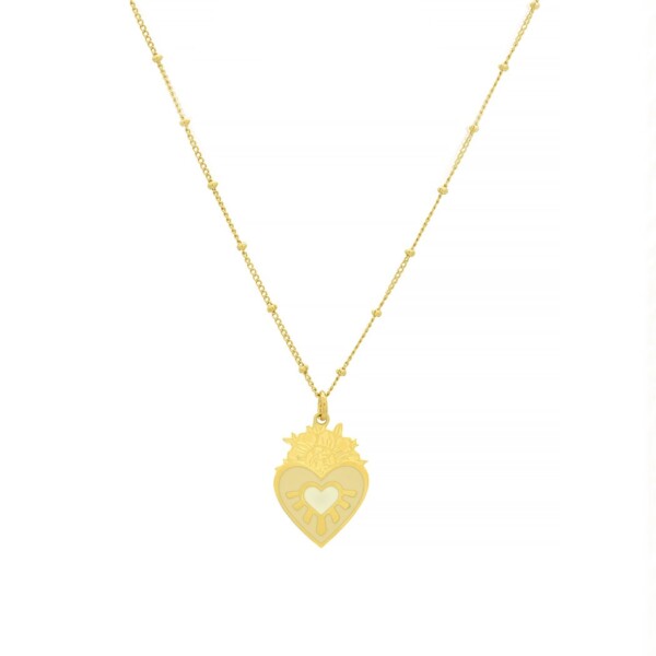 Collier fin frida ivoire. Bijou ex voto porte bonheur