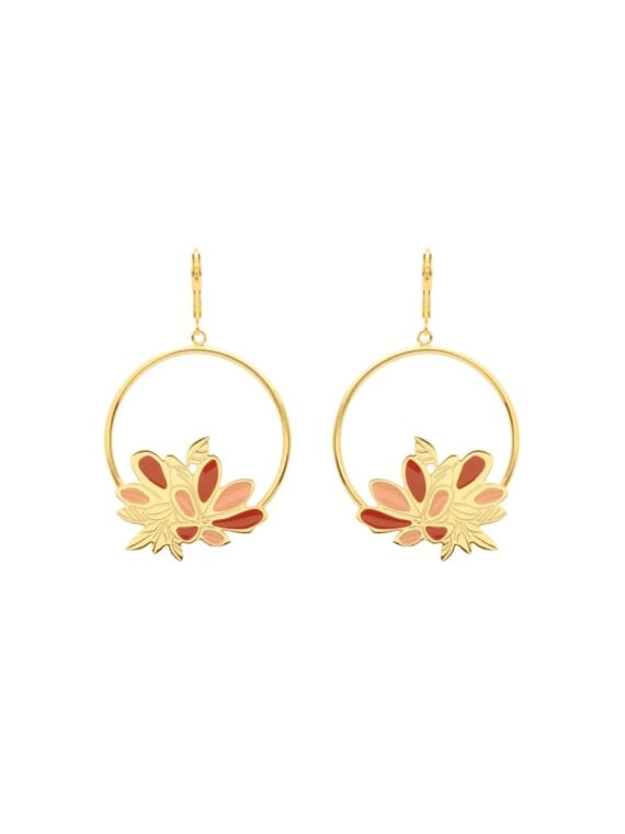 Boucles d'oreilles nympheas terracotta