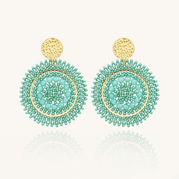 boucles d'oreilles pendantes mini Espagnola vert d'eau