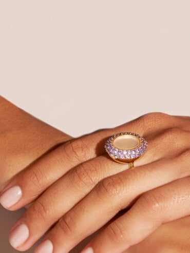 Bague Mirage Nacre zircons violets
