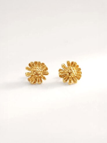 Bijoux fantaisie de créateurs 18 Boucles d'oreilles fleurs dorées marguerite Small