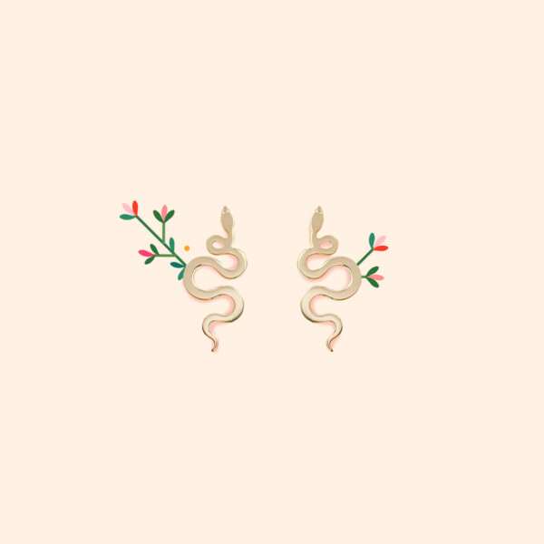 Petites boucles d'oreilles motif serpent - dourur or fin