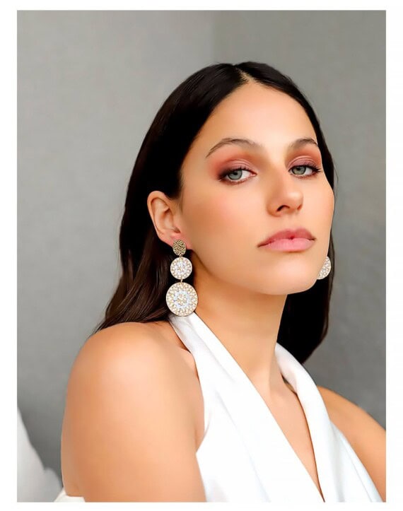 Boucles d'oreilles santiago blanc dore femme
