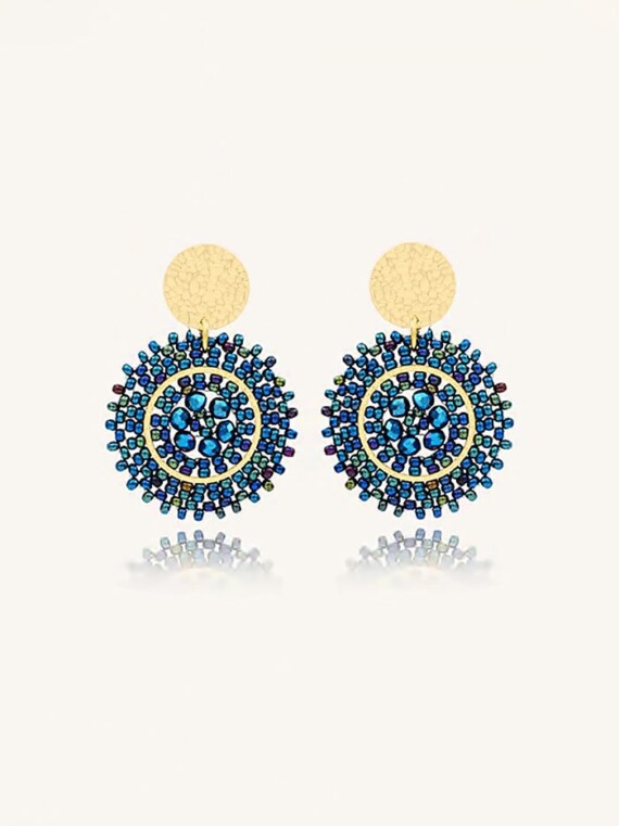 boucles d'oreilles Baby espagnola bleu marine ok