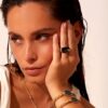 Bague amenza obsidienne doree