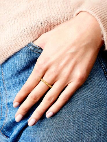 Bague perlée ariane dorée femme