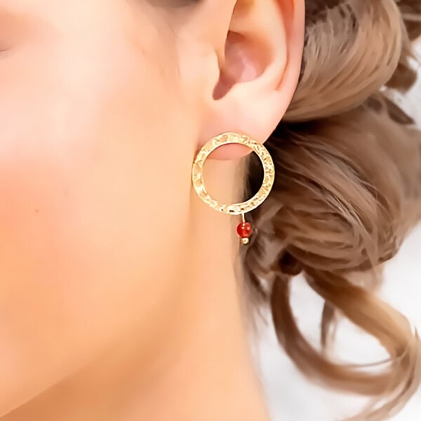 Boucles d'oreilles BLOSSOM femme cornaline