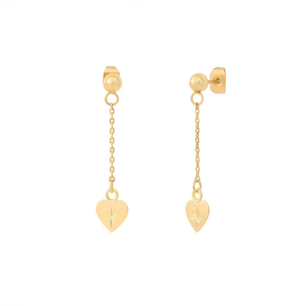 Boucles d'oreilles longues coeur étoilé pépites