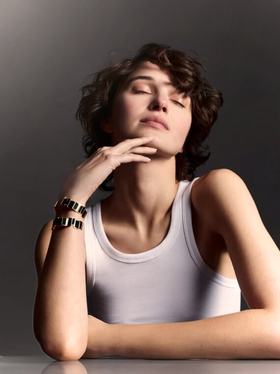 Bracelet jonc Inès noir femme