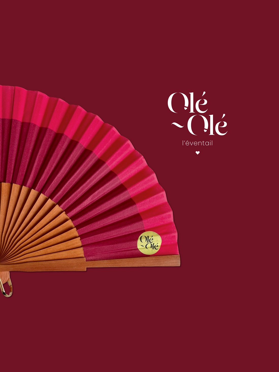 Eventail Carmen Bordeaux 2 Eventail bordeaux : Brun rouge - bois de poirier - made in europe