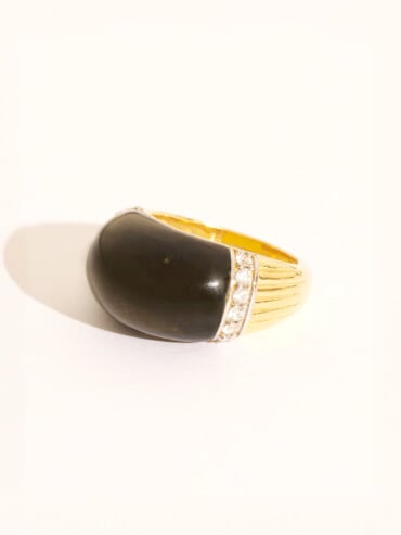 Bague amenza obsidienne doree