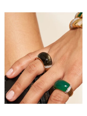 Bague Amenza obsidienne dorée