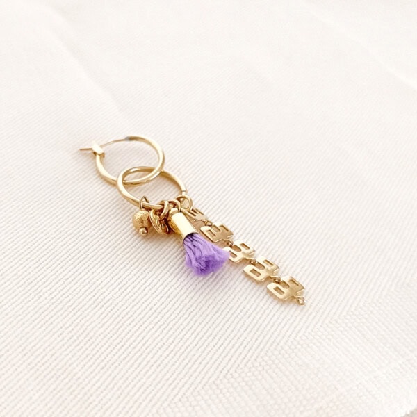 boucle d'oreille folk lilas gri-gri