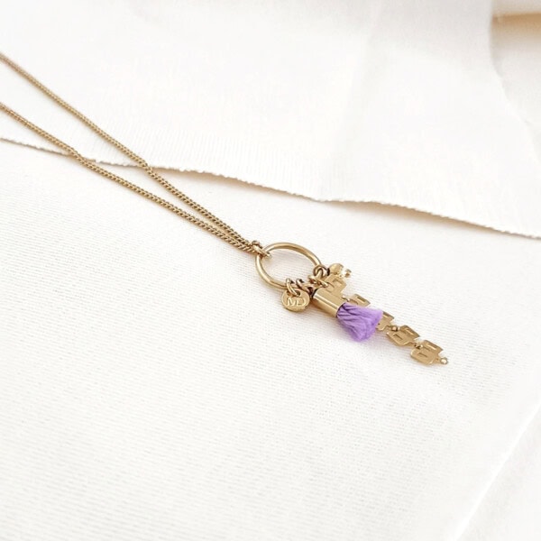 Collier folk lilas parme