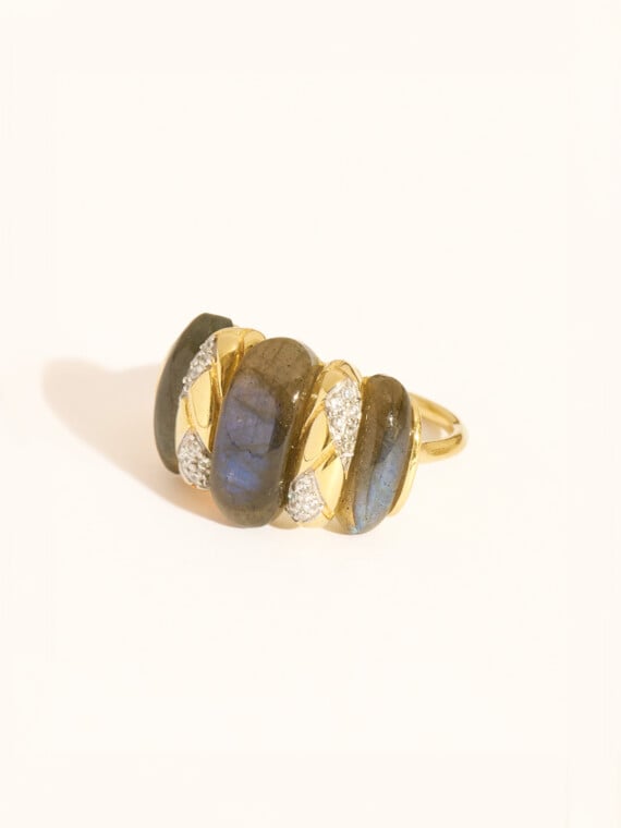 Bague oro labradorite