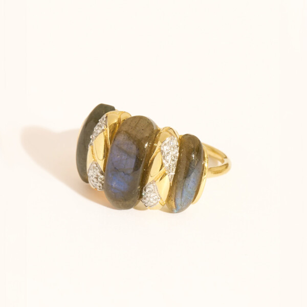 Bague oro labradorite