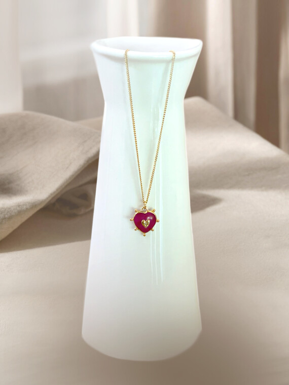 Collier coeur rubis - collier fin ex voto