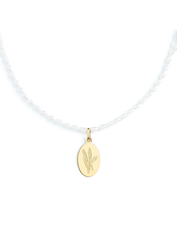 Collier médaille perles Blé