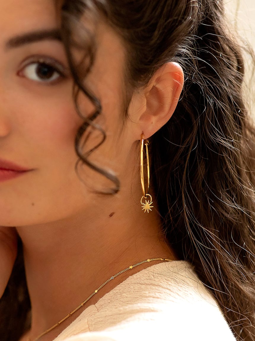 Grandes Boucles créoles étoiles Sally 3 Grandes boucles créoles étoiles SALLY femme zoom