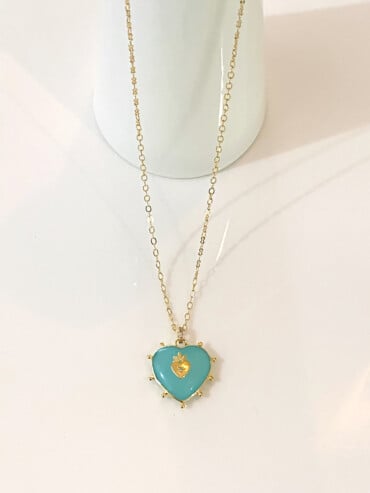 Sautoir coeur bleu - Aqua blue