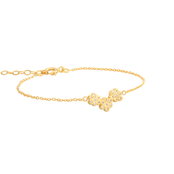 Bracelet fantaisie fleurs Simona en plaqué or et zircons