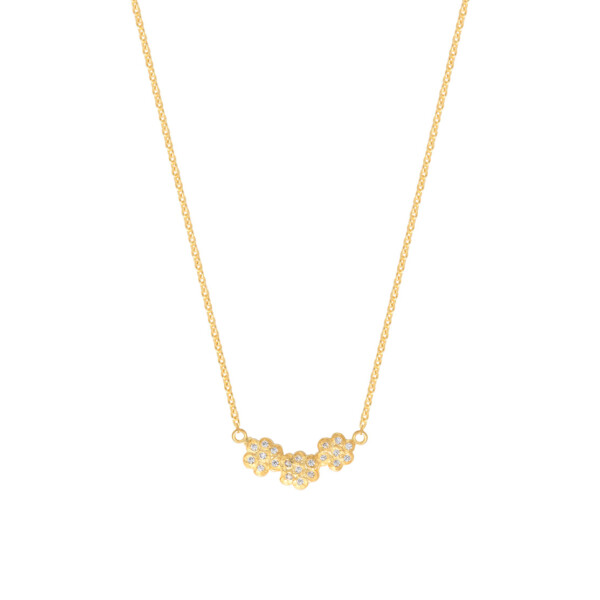 collier fleurs Simona en plaque or et zircons. bijou fin Ras de cou